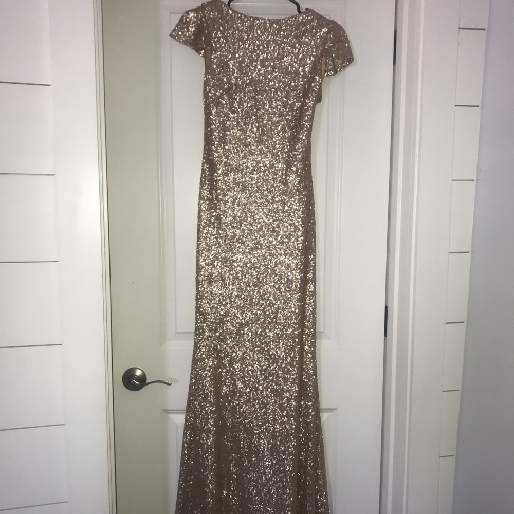 Sorella Vita gold sequin bridesmaid gown so 10